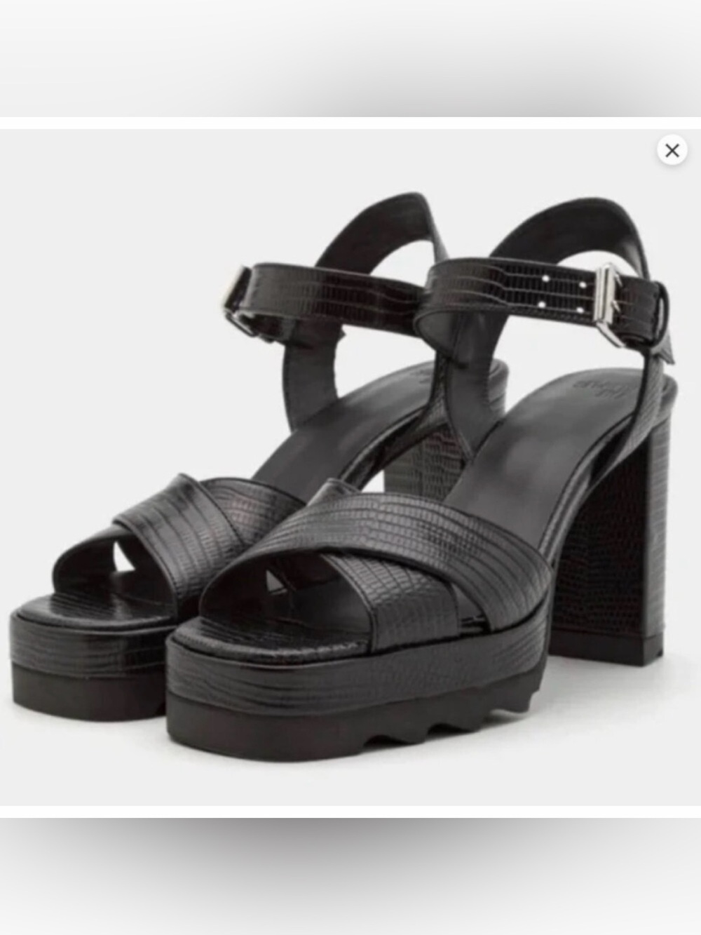 The Kooples High Heel Bovine Leather Lug Sole Sandals Black